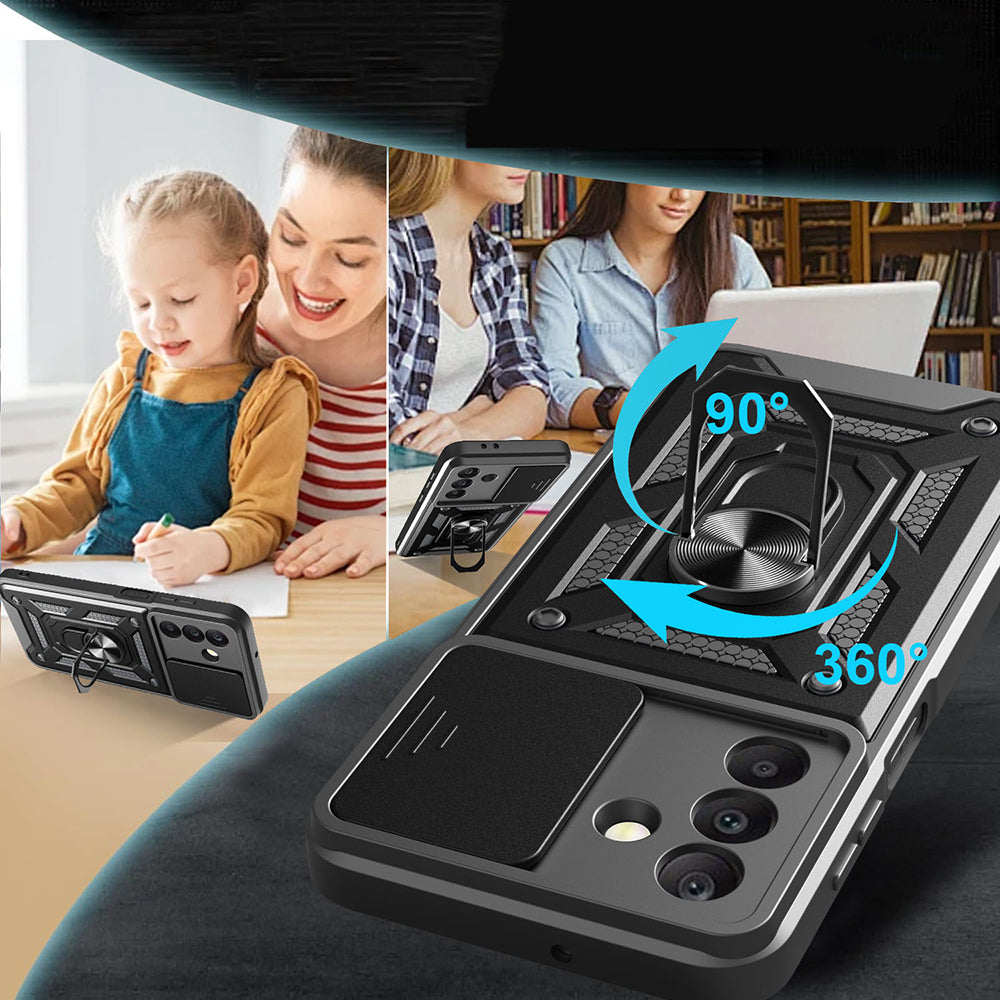 Galaxy A17 Kılıf Magnetik Standlı Kamera Korumalı Zore Sürgülü Vega Kılıf