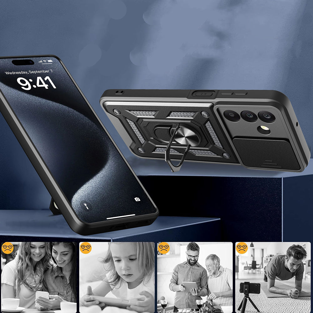 Galaxy A17 Kılıf Magnetik Standlı Kamera Korumalı Zore Sürgülü Vega Kılıf