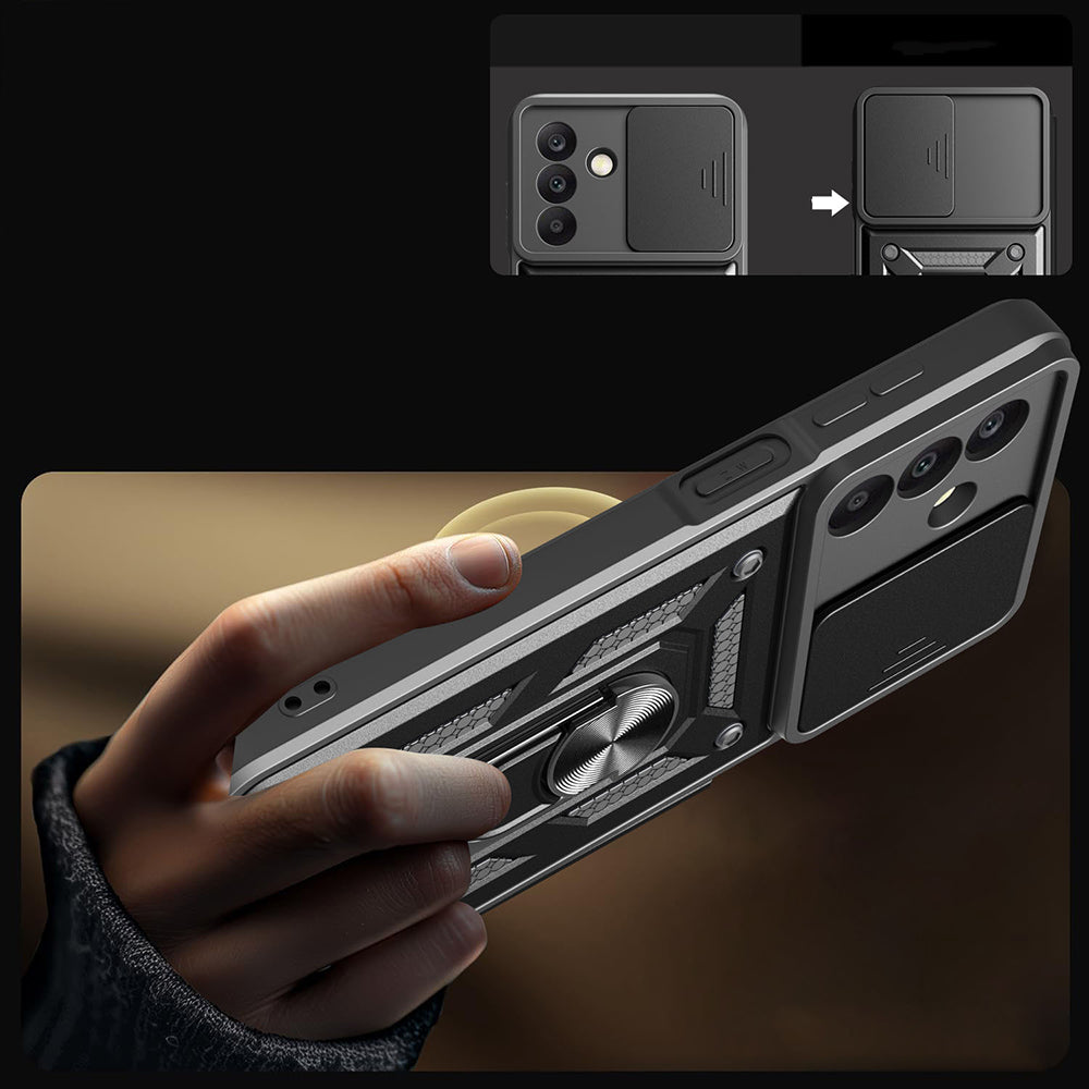 Galaxy A17 Kılıf Magnetik Standlı Kamera Korumalı Zore Sürgülü Vega Kılıf