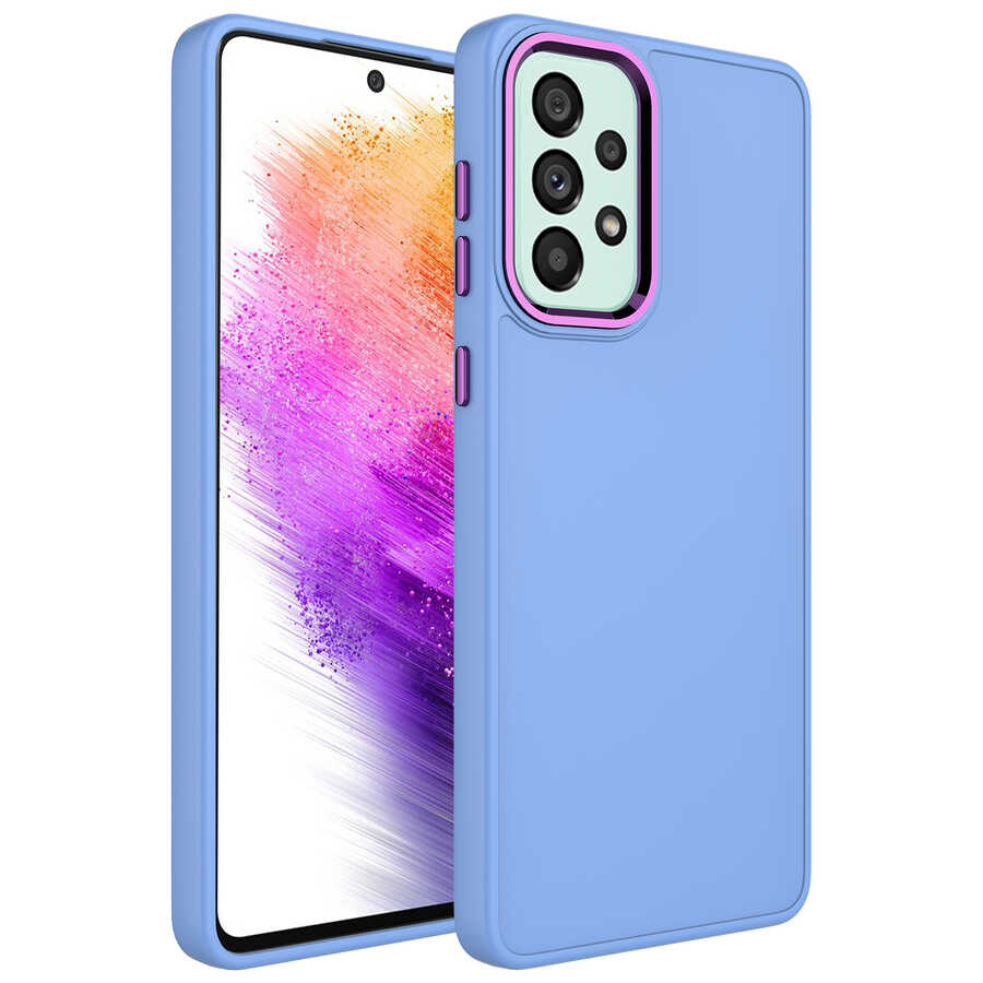 Galaxy A32 4G Kılıf Metal Çerçeve ve Buton Tasarımlı Silikon Zore Luna Kılıf