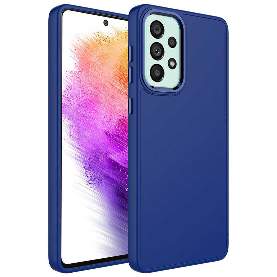 Galaxy A32 4G Kılıf Metal Çerçeve ve Buton Tasarımlı Silikon Zore Luna Kılıf