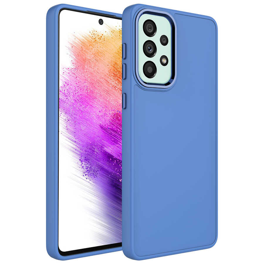 Galaxy A32 4G Kılıf Metal Çerçeve ve Buton Tasarımlı Silikon Zore Luna Kılıf