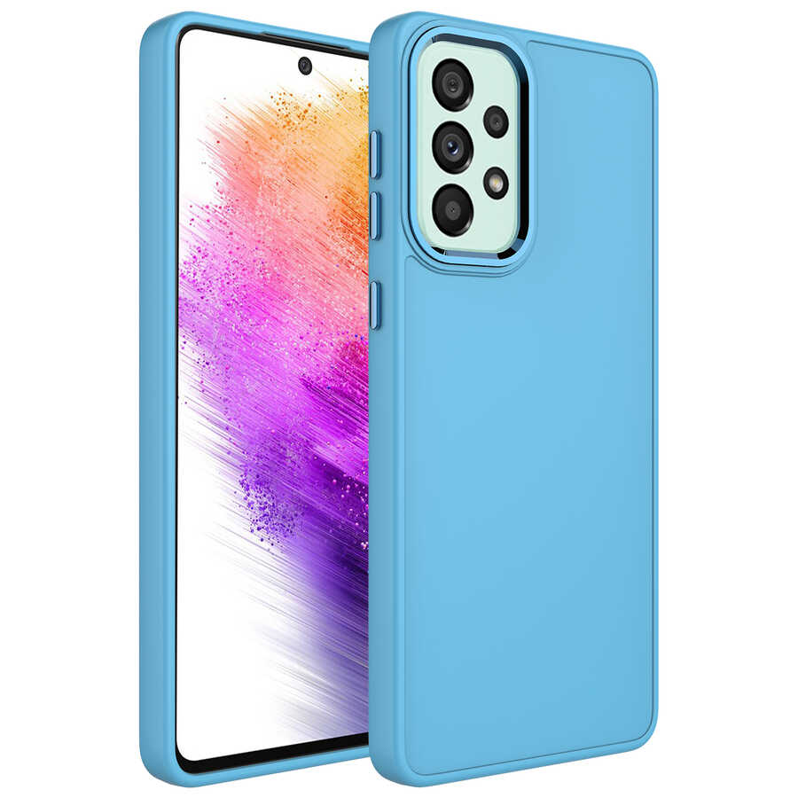 Galaxy A32 4G Kılıf Metal Çerçeve ve Buton Tasarımlı Silikon Zore Luna Kılıf