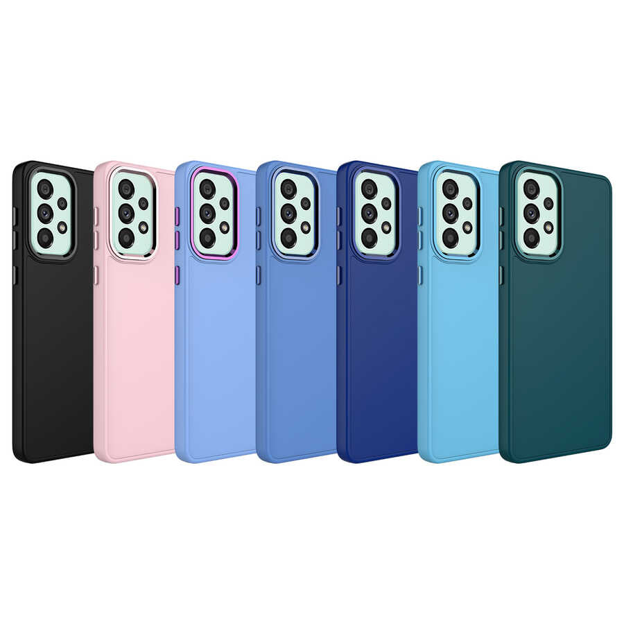 Galaxy A33 5G Kılıf Metal Çerçeve ve Buton Tasarımlı Silikon Zore Luna Kılıf