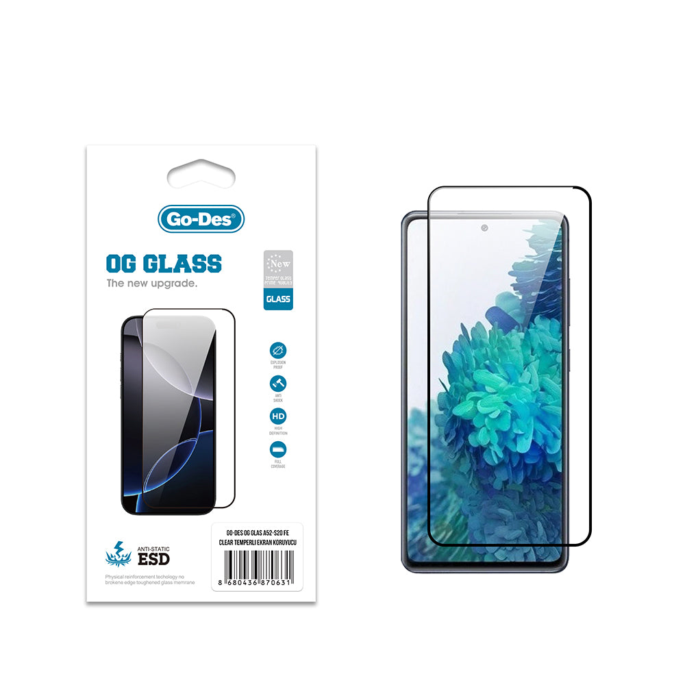 Galaxy A52 Go Des OG Glass Antistatik Temperli Cam Ekran Koruyucu