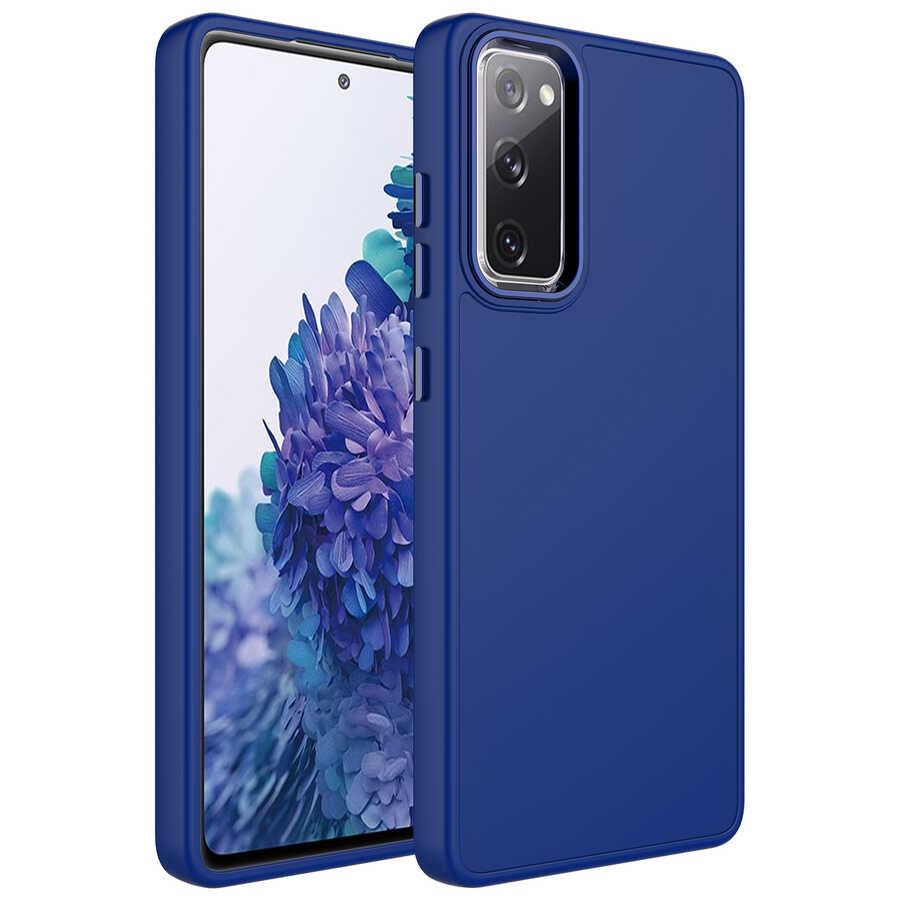 Galaxy S20 FE Kılıf Metal Çerçeve ve Buton Tasarımlı Silikon Zore Luna Kılıf