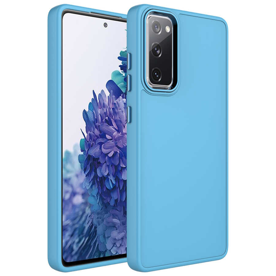 Galaxy S20 FE Kılıf Metal Çerçeve ve Buton Tasarımlı Silikon Zore Luna Kılıf