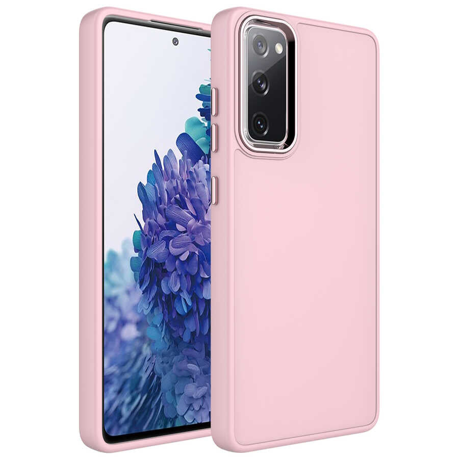 Galaxy S20 FE Kılıf Metal Çerçeve ve Buton Tasarımlı Silikon Zore Luna Kılıf