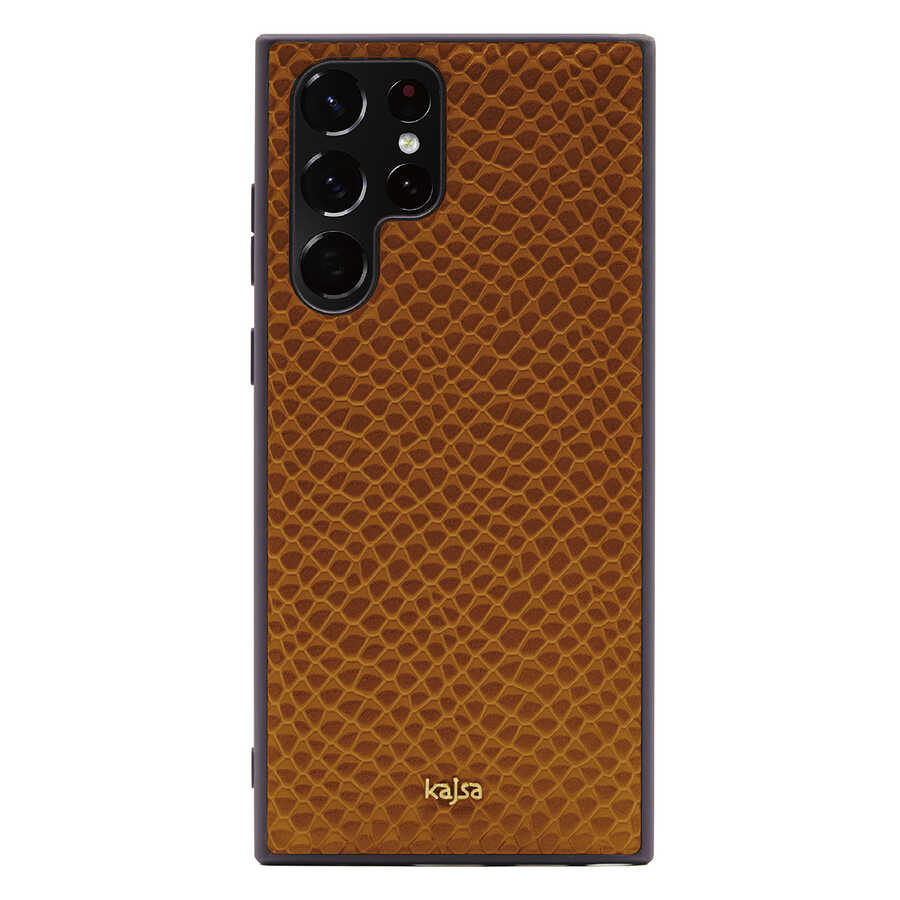 Galaxy S22 Ultra Kılıf Kajsa Pearl Pattern Hakiki Deri Kılıf