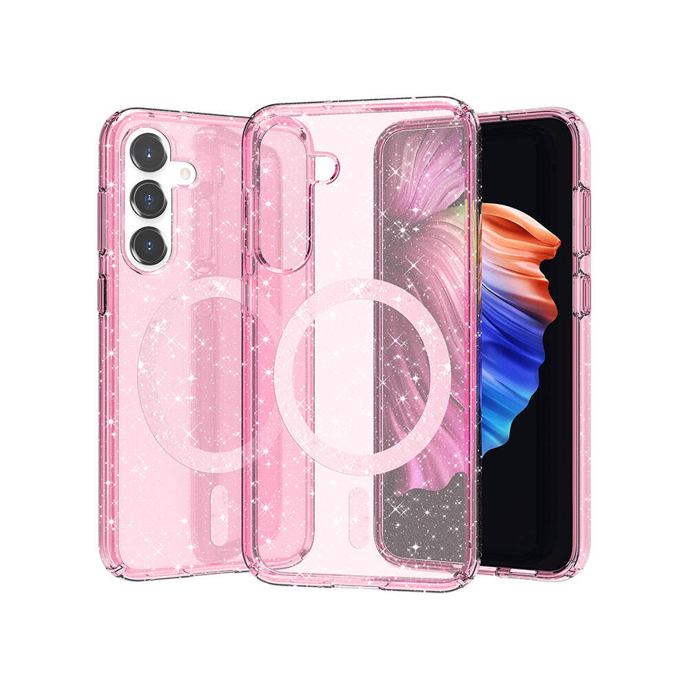 Galaxy S23 FE Kılıf M-safe Şarj Özellikli Parlayan Simli Saydam Renkli Zore Allstar Kılıf