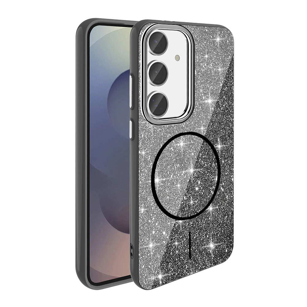 Galaxy S23 FE Kılıf M-safe Şarj Özellikli Parlayan Simli Zore Okso Kılıf