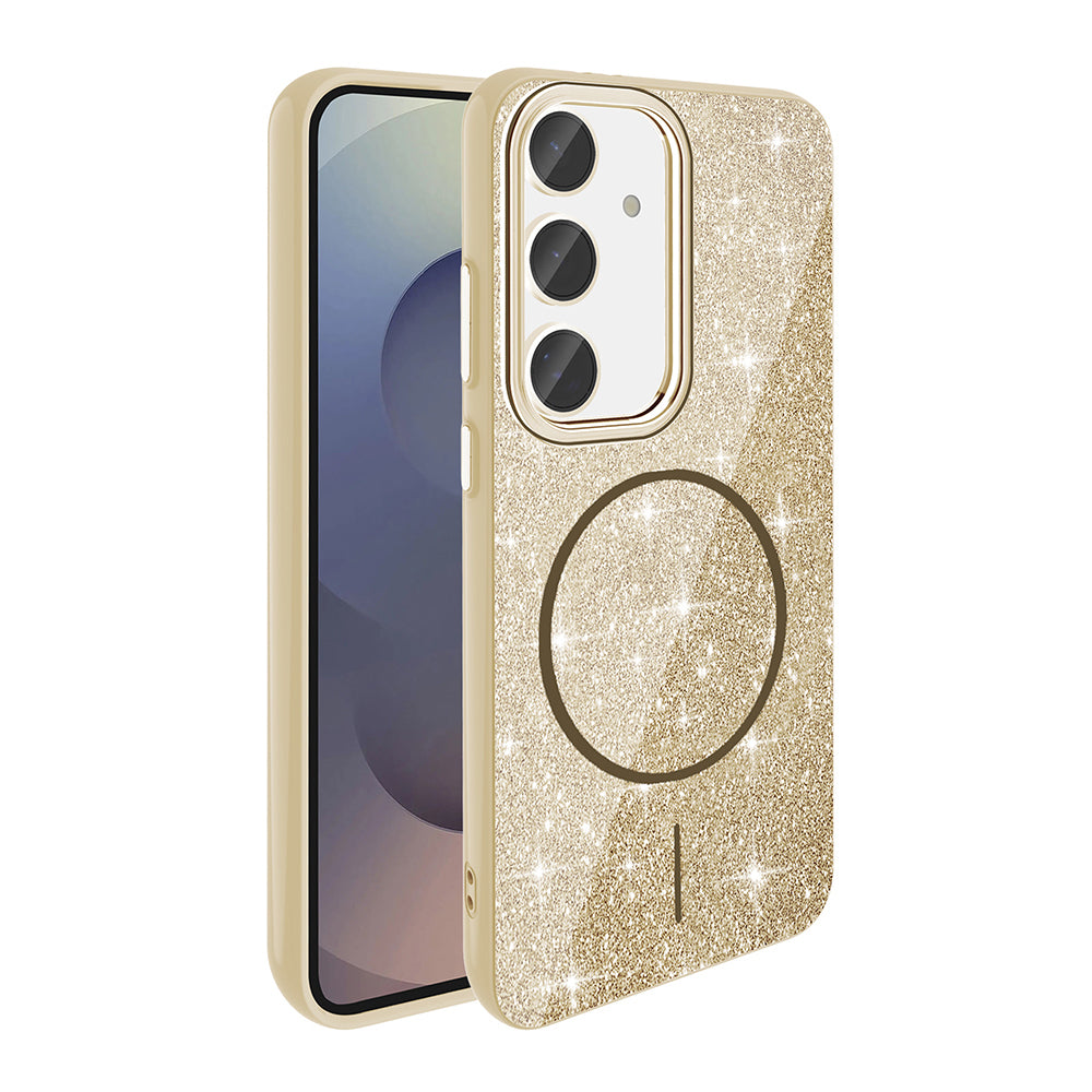 Galaxy S23 FE Kılıf M-safe Şarj Özellikli Parlayan Simli Zore Okso Kılıf