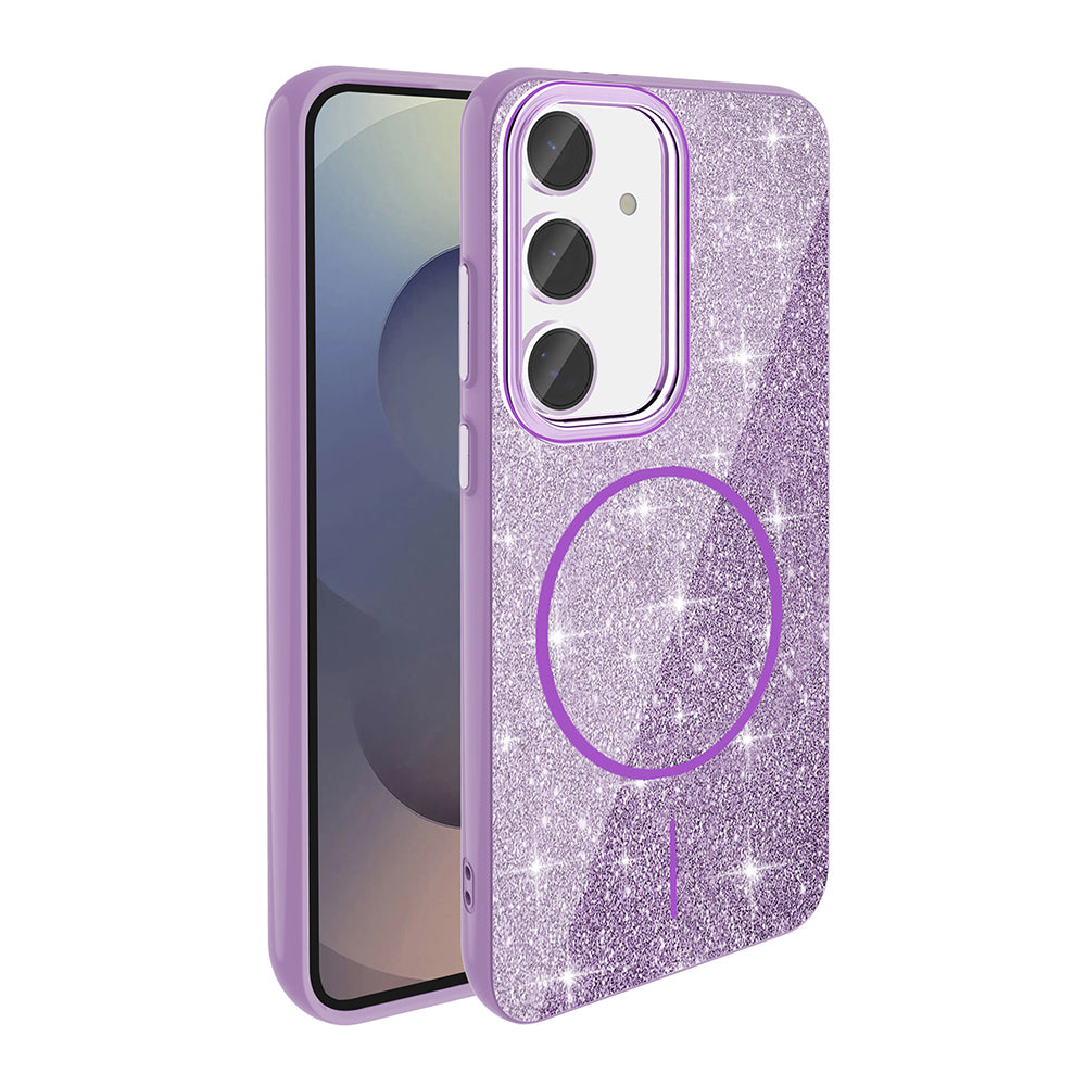 Galaxy S23 FE Kılıf M-safe Şarj Özellikli Parlayan Simli Zore Okso Kılıf