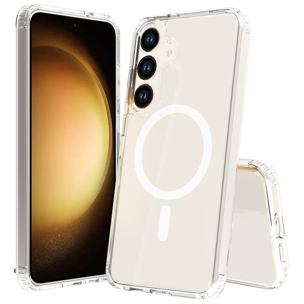 Galaxy S23 FE Kılıf M-safe Şarj Özellikli Şeffaf Sert PC Zore Embos Kılıf