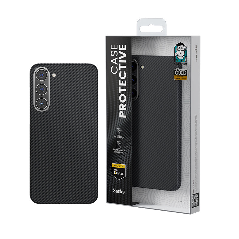 Galaxy S23 Kılıf Benks M-safe Şarj Özellikli Magnetik ArmorAir 600D Kevlar Karbon Fiber Kılıf