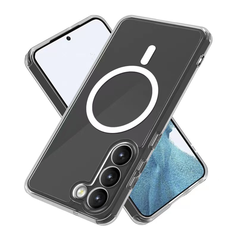 Galaxy S23 Kılıf M-safe Şarj Özellikli Şeffaf Sert PC Zore Embos Kılıf