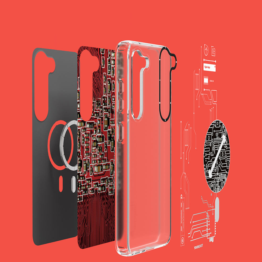Galaxy S23 Kılıf M-safe Şarj Özellikli YoungKit Technology Serisi Kılıf