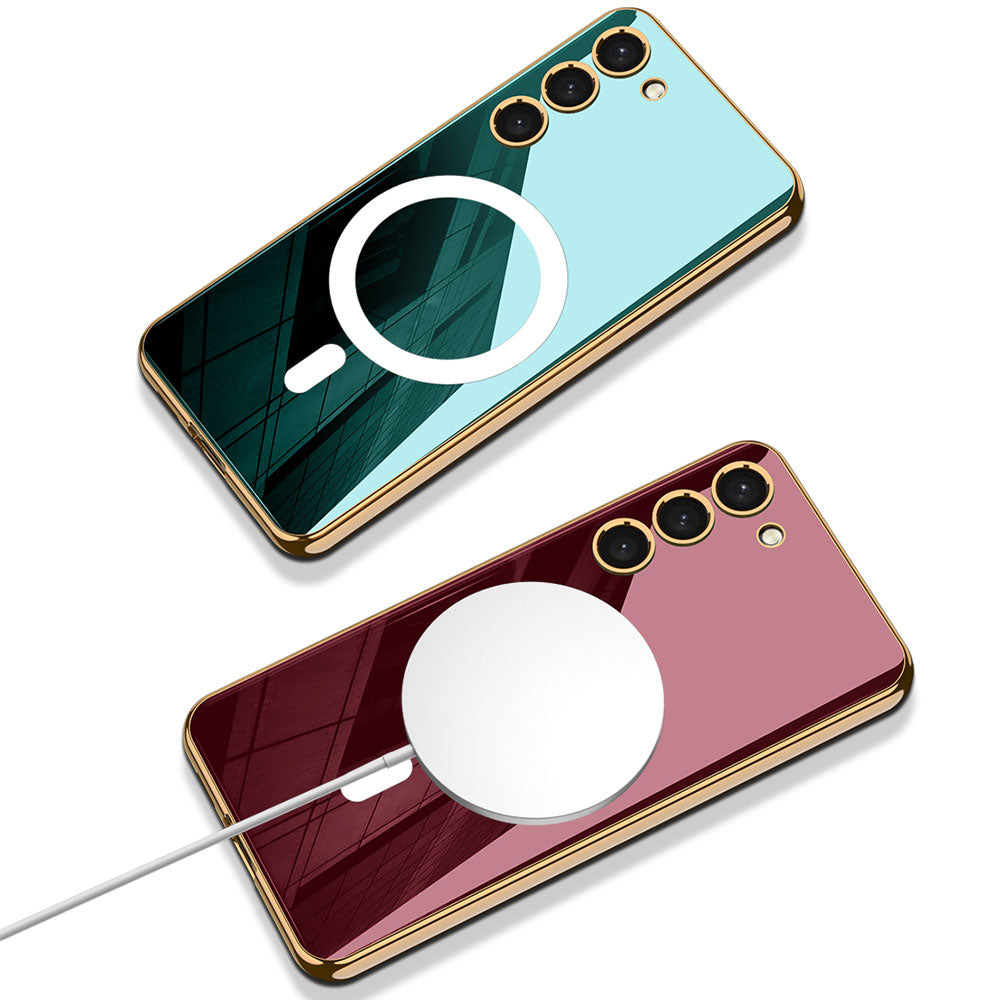 Galaxy S23 Kılıf Wireless Şarj Özellikli Kenarları Elektroplating Kaplama Aynalı Zore Kent Kılıf