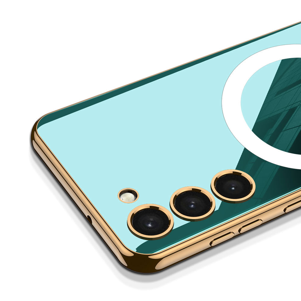 Galaxy S23 Kılıf Wireless Şarj Özellikli Kenarları Elektroplating Kaplama Aynalı Zore Kent Kılıf