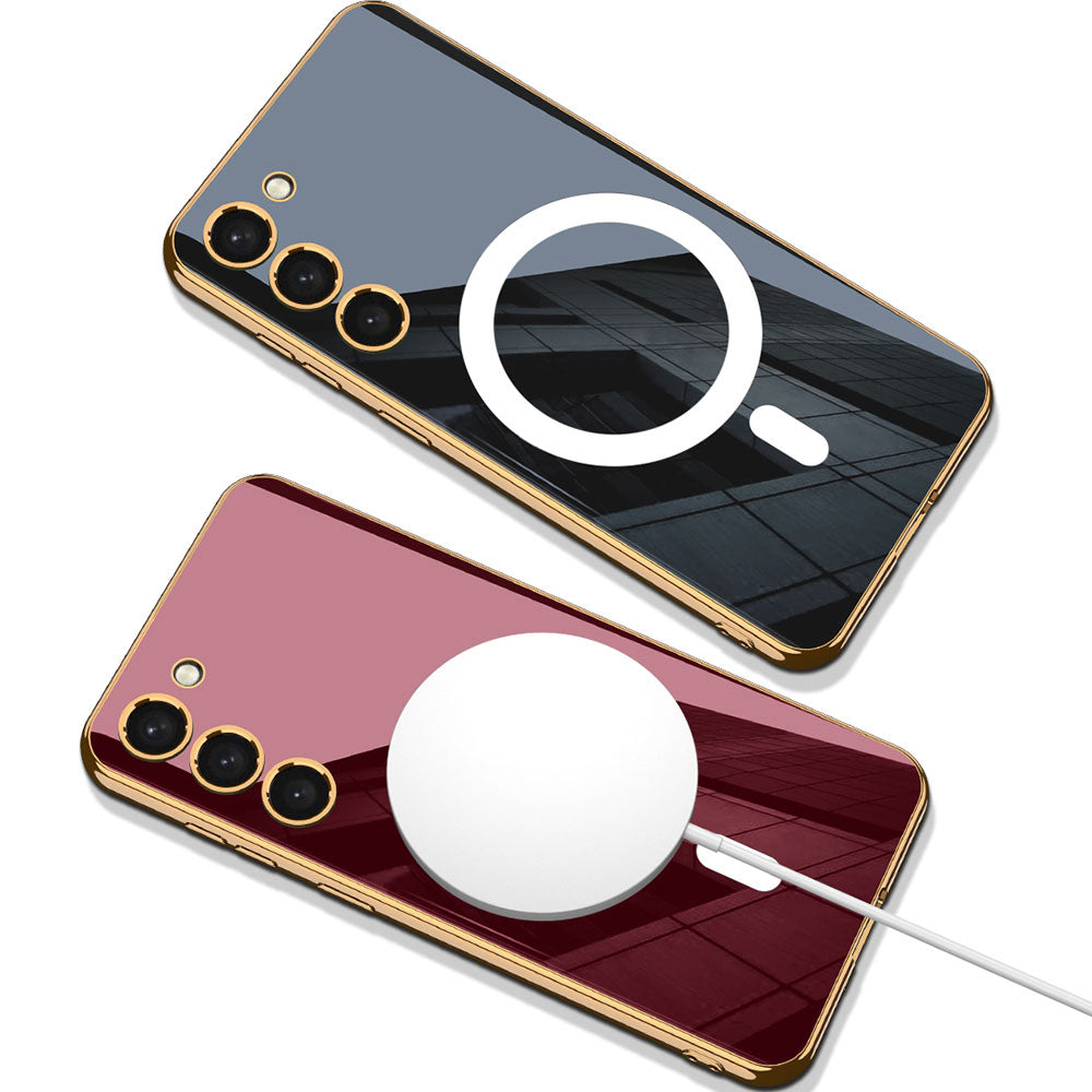 Galaxy S23 Kılıf Wireless Şarj Özellikli Kenarları Elektroplating Kaplama Aynalı Zore Kent Kılıf