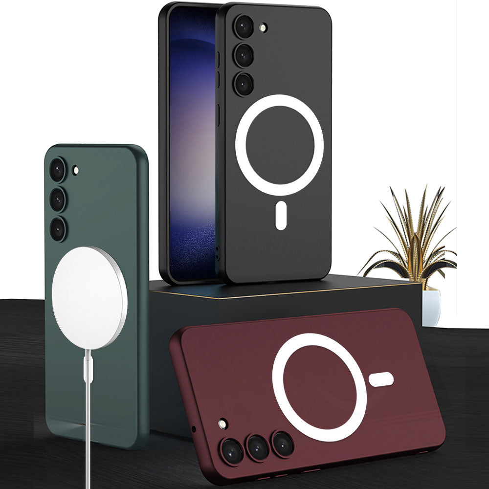 Galaxy S23 Kılıf Wireless Şarj Özellikli Zore Kıpta M-safe Silikon Kılıf