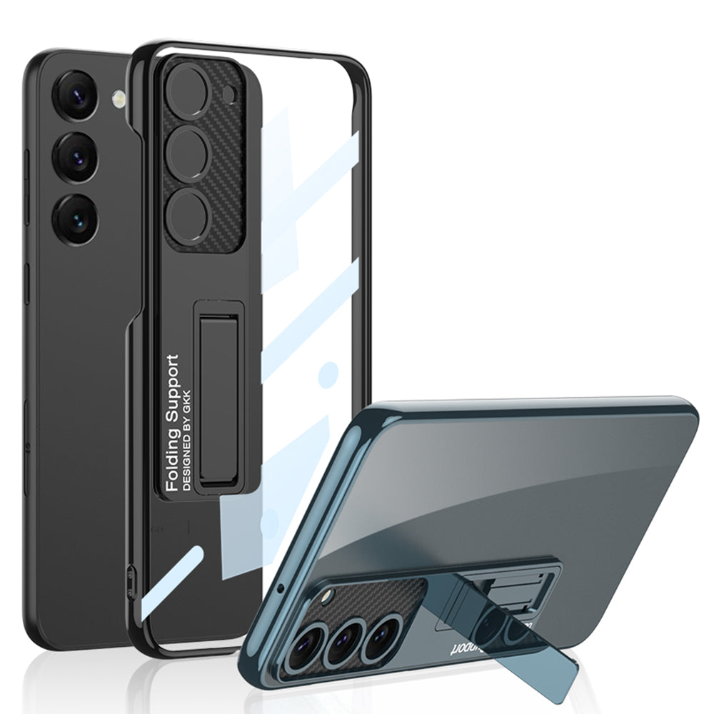 Galaxy S23 Plus Kılıf Kamera Korumalı Şeffaf Tasarımlı Zore Lego Standlı Kılıf