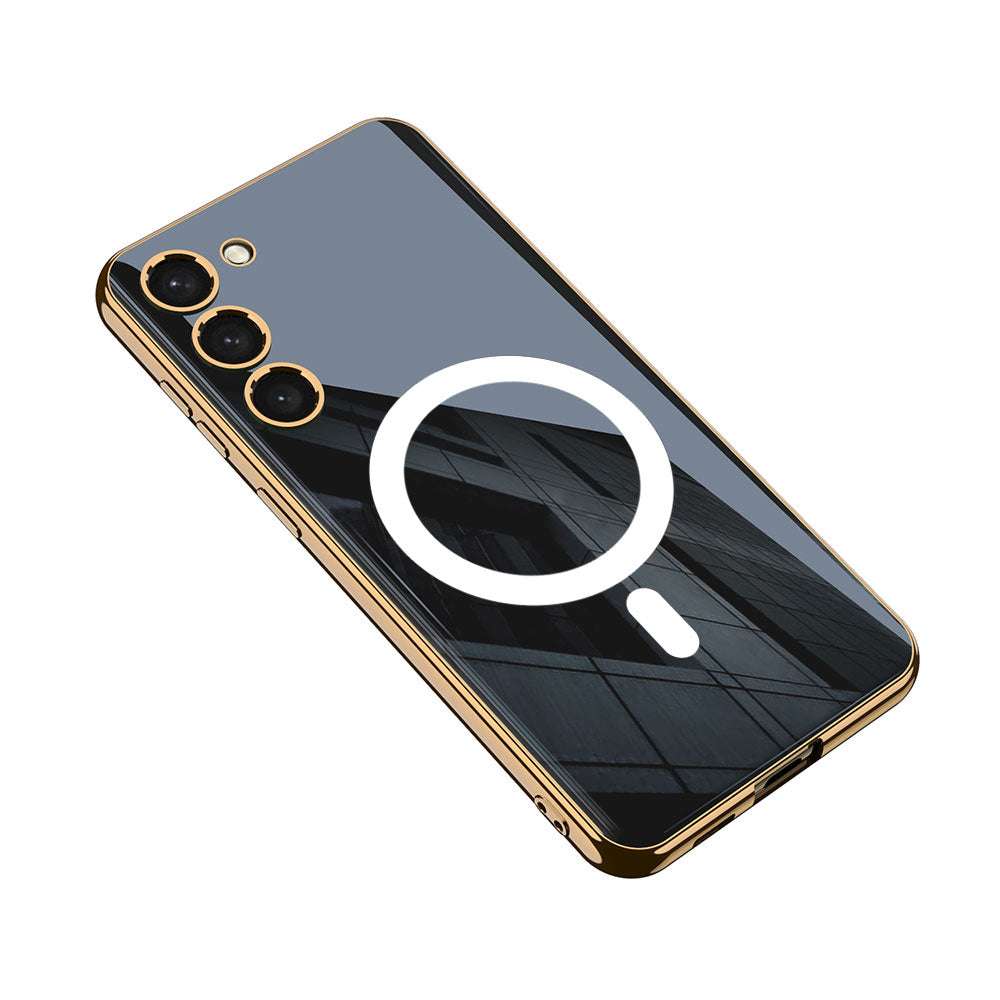 Galaxy S23 Plus Kılıf Wireless Şarj Özellikli Kenarları Elektroplating Kaplama Aynalı Zore Kent Kılıf