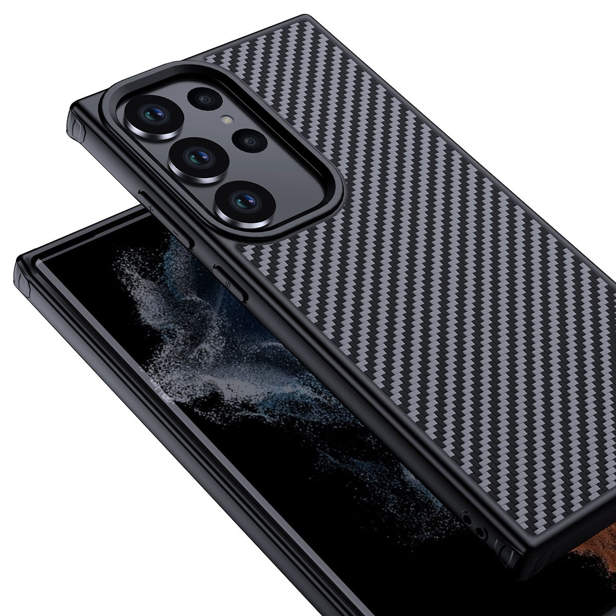 Galaxy S23 Ultra Kılıf Aramid Karbon Fiber M-safe Özellikli Wlons Radison Kılıf