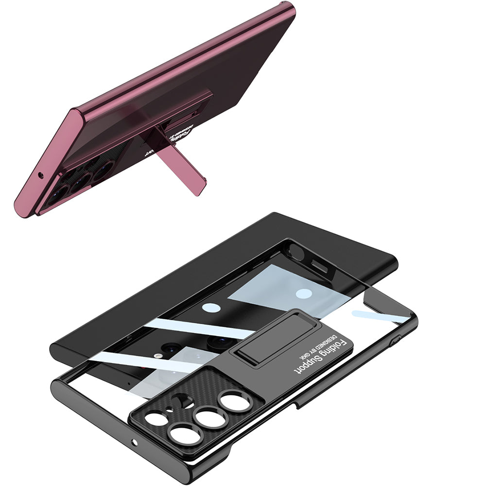 Galaxy S23 Ultra Kılıf Kamera Korumalı Şeffaf Tasarımlı Zore Lego Standlı Kılıf