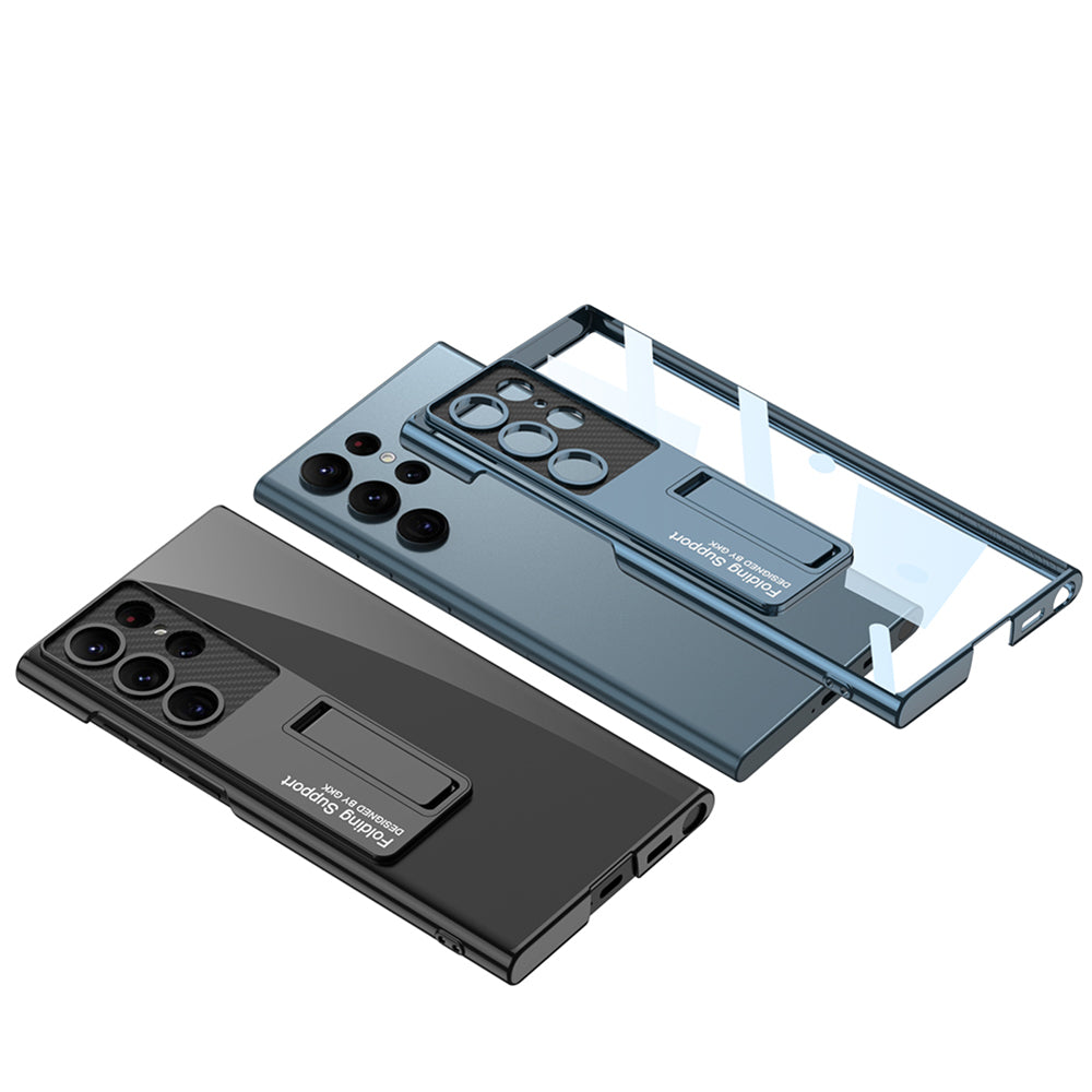 Galaxy S23 Ultra Kılıf Kamera Korumalı Şeffaf Tasarımlı Zore Lego Standlı Kılıf