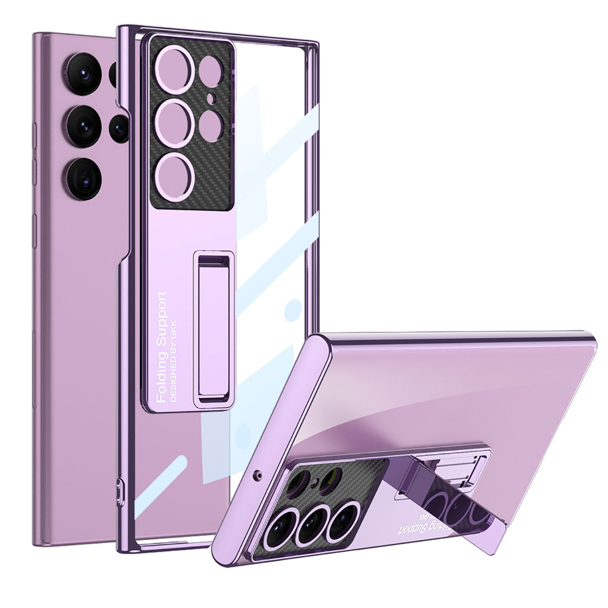 Galaxy S23 Ultra Kılıf Kamera Korumalı Şeffaf Tasarımlı Zore Lego Standlı Kılıf