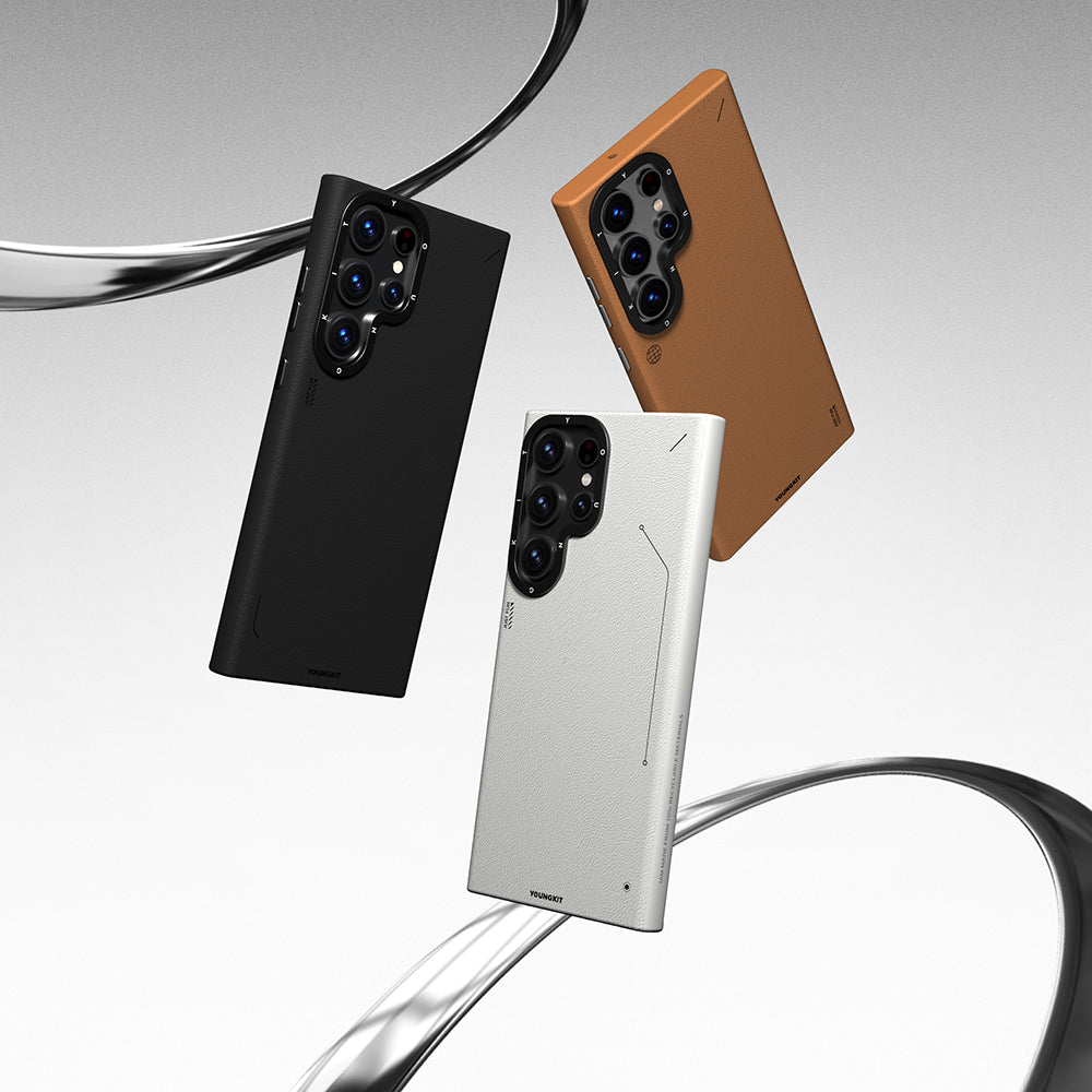 Galaxy S23 Ultra Kılıf M-safe Şarj Özellikli Basit Mat Deri Desenli Youngkit Tech Fashion Serisi Kılıf