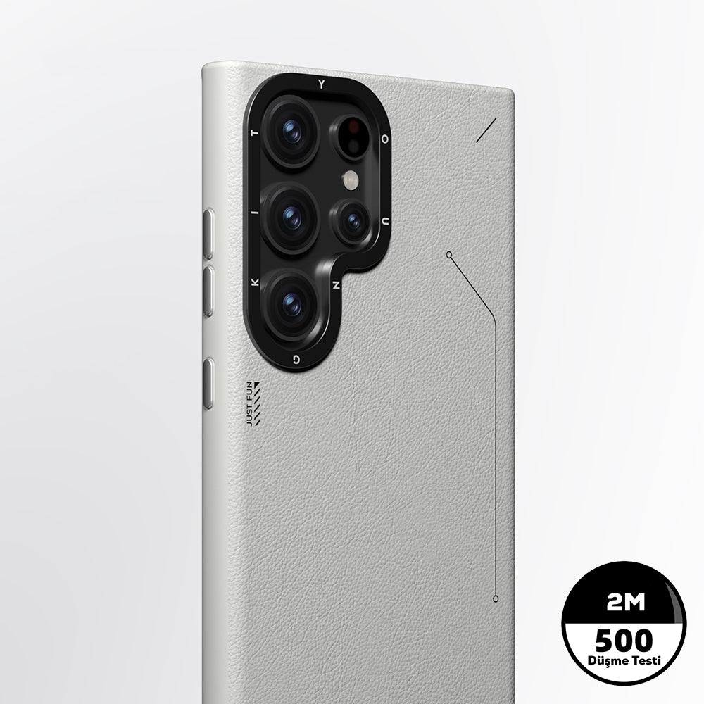 Galaxy S23 Ultra Kılıf M-safe Şarj Özellikli Basit Mat Deri Desenli Youngkit Tech Fashion Serisi Kılıf