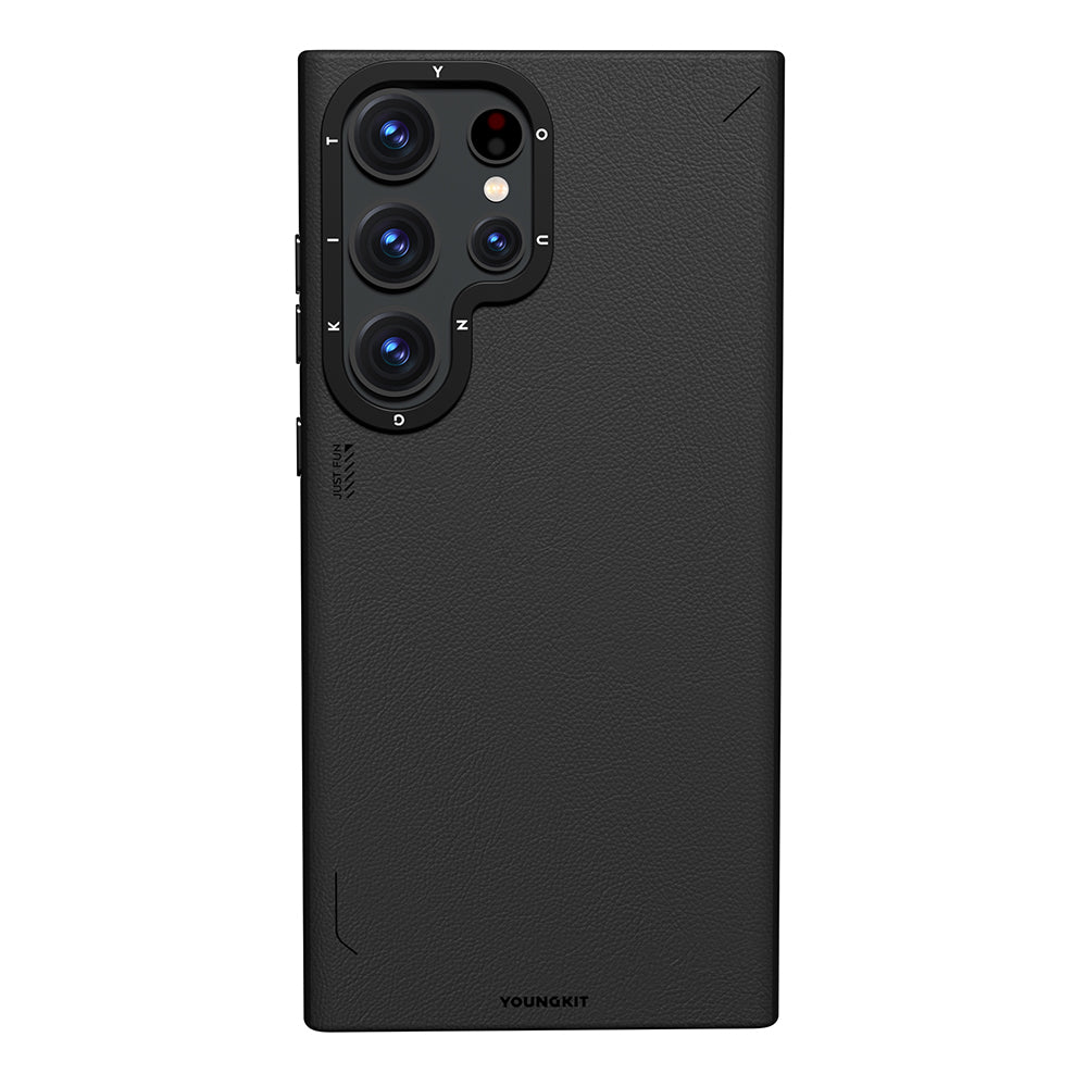 Galaxy S23 Ultra Kılıf M-safe Şarj Özellikli Basit Mat Deri Desenli Youngkit Tech Fashion Serisi Kılıf