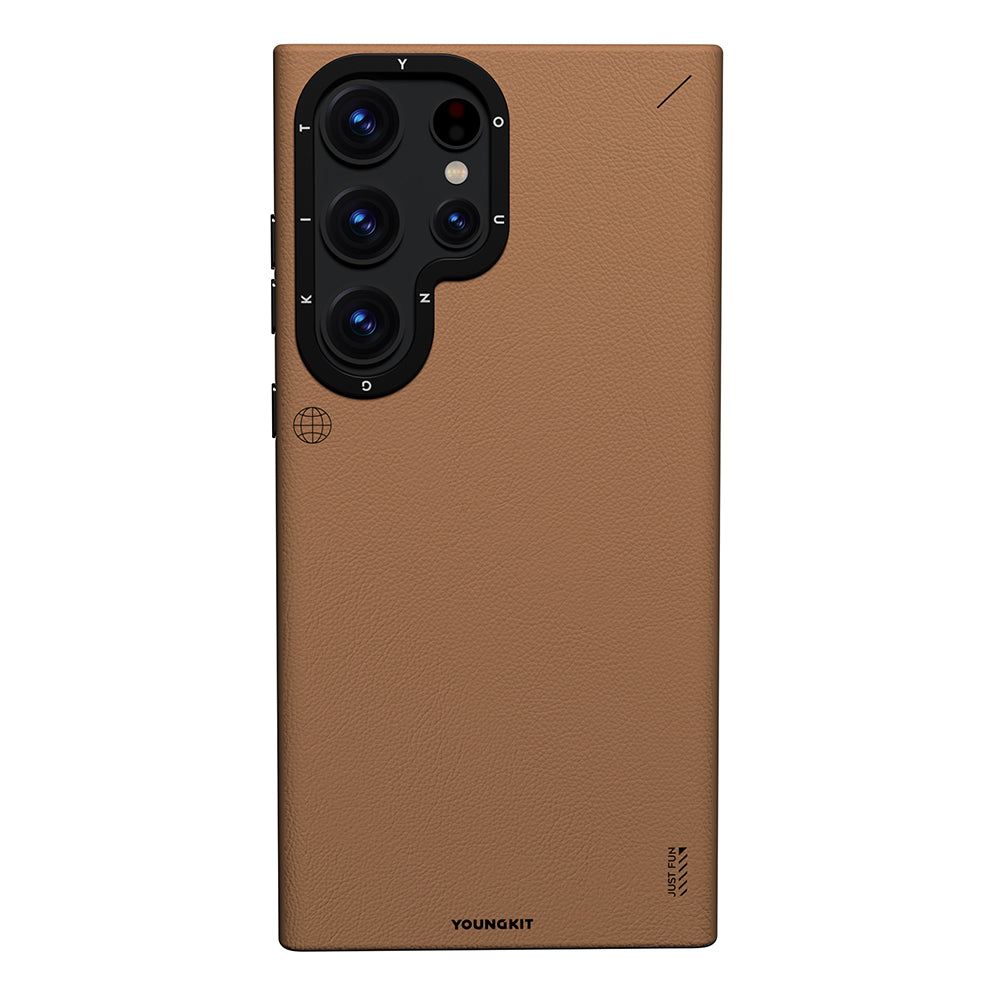 Galaxy S23 Ultra Kılıf M-safe Şarj Özellikli Basit Mat Deri Desenli Youngkit Tech Fashion Serisi Kılıf