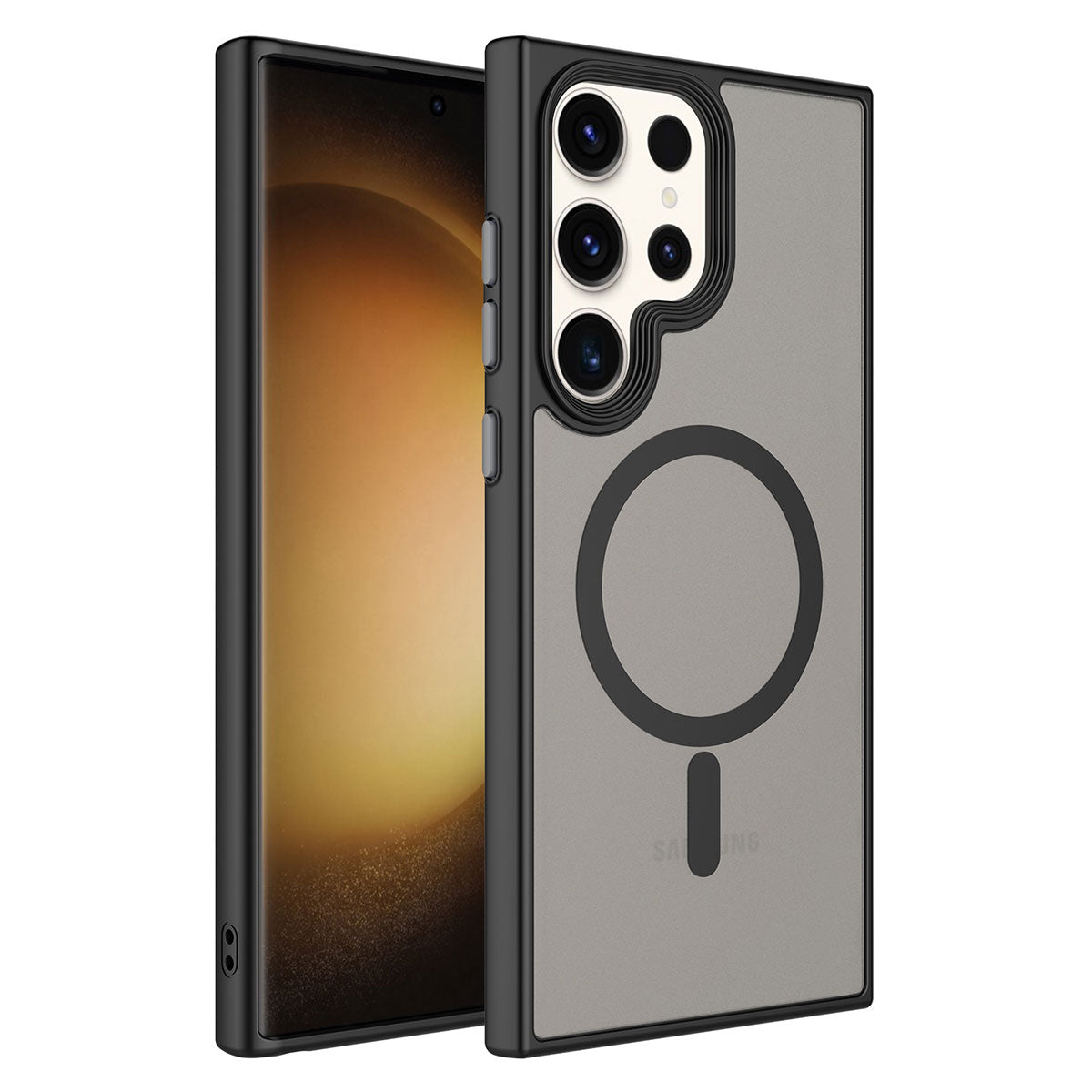 Galaxy S23 Ultra Kılıf Mat Arka Yüzey Wireless Şarj Özellikli Zore Flet M-safe Kılıf