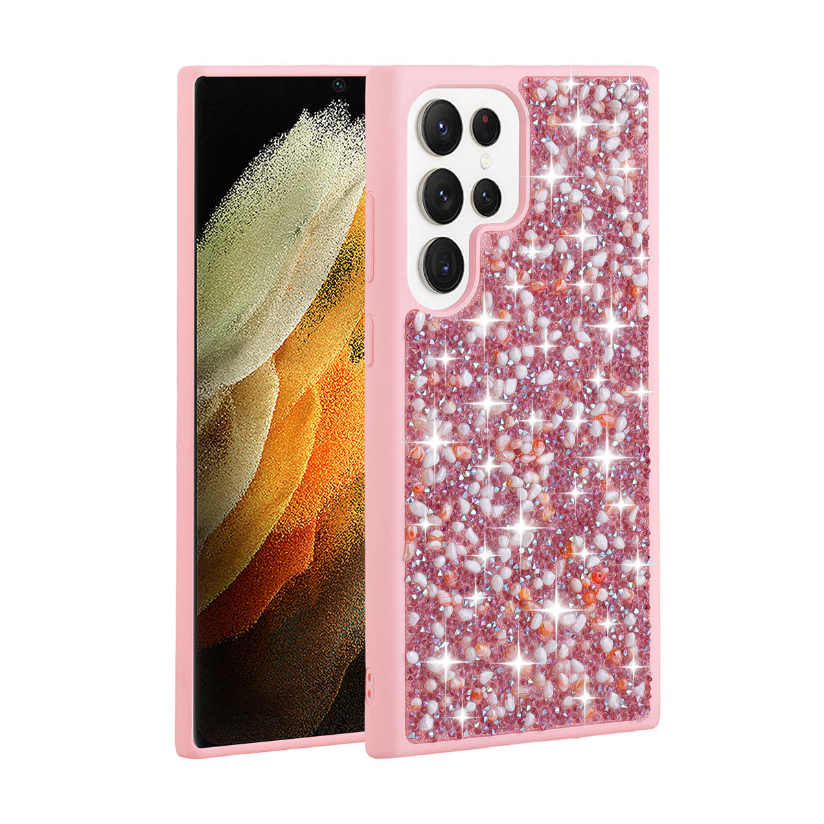Galaxy S23 Ultra Kılıf Parlak Taşlı Tasarım Zore Linea Kılıf