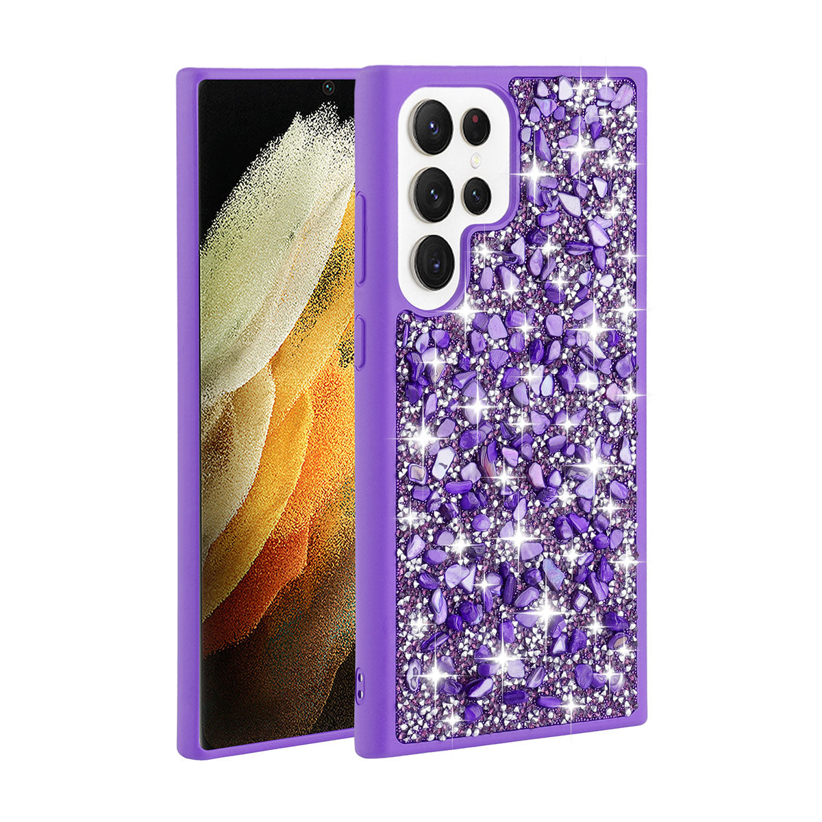 Galaxy S23 Ultra Kılıf Parlak Taşlı Tasarım Zore Linea Kılıf