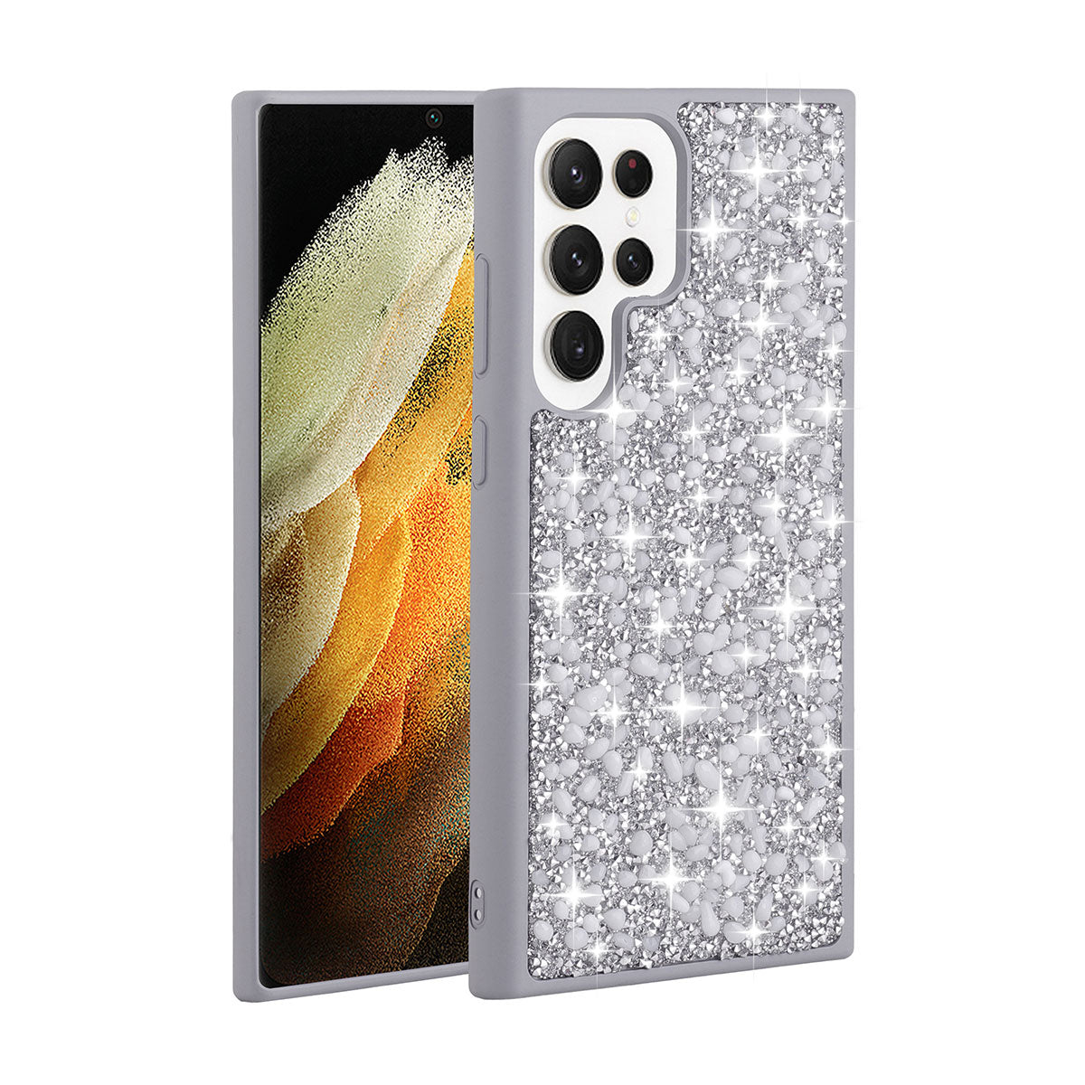 Galaxy S23 Ultra Kılıf Parlak Taşlı Tasarım Zore Linea Kılıf
