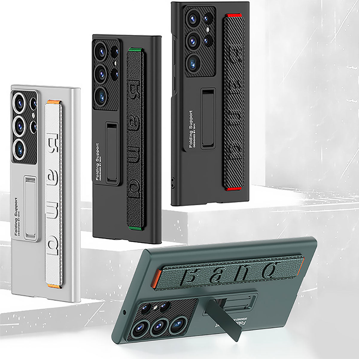 Galaxy S23 Ultra Kılıf Standlı El Tutacaklı Zore Band Kılıf