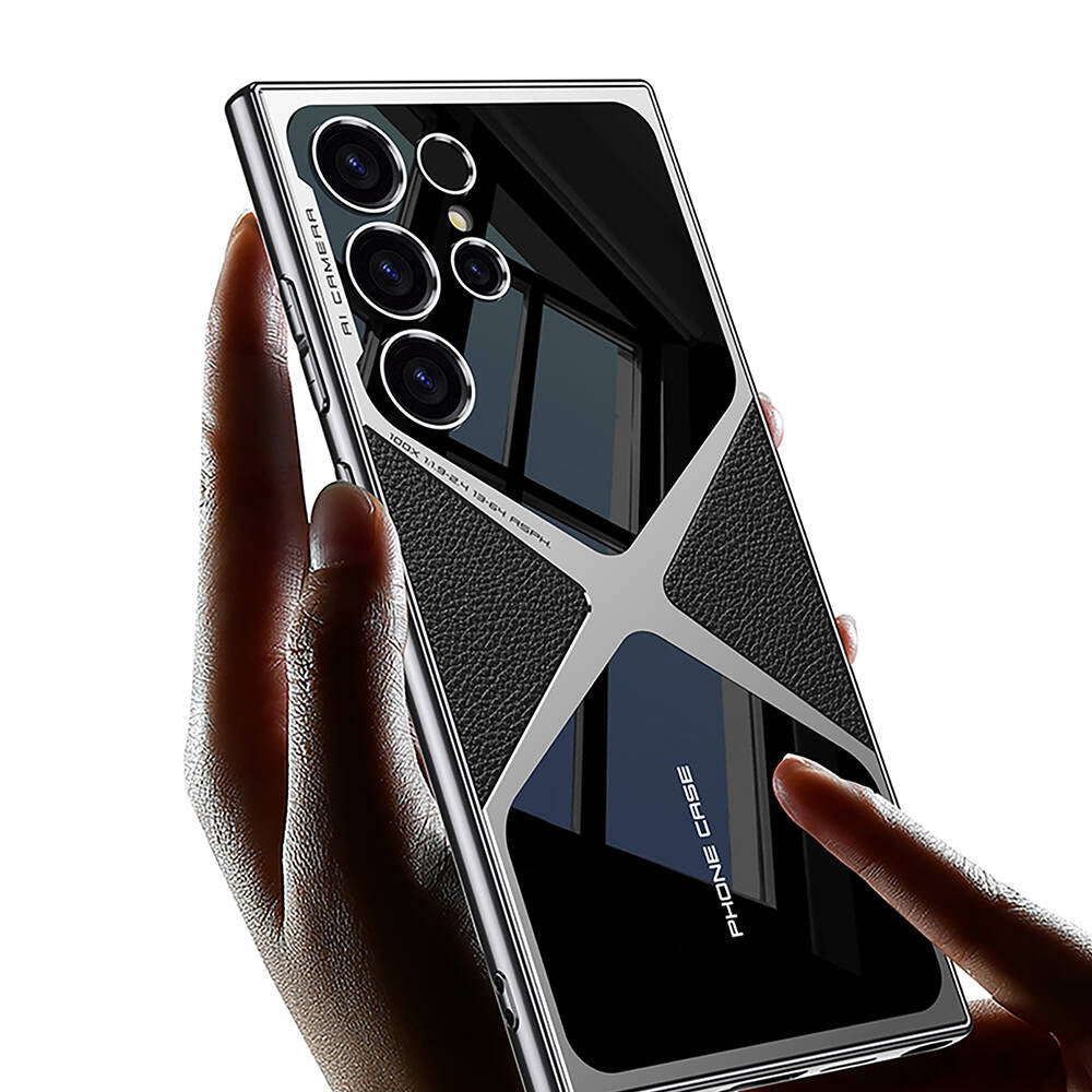 Galaxy S23 Ultra Kılıf Ultra İnce Kamera Korumalı PC + Deri Arka Yüzey Zore X-Pro Kılıf