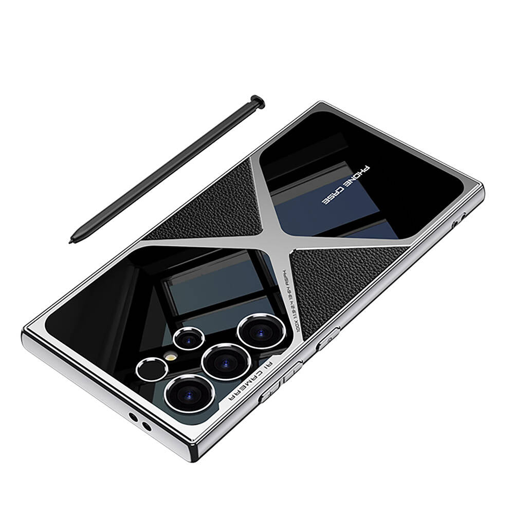 Galaxy S23 Ultra Kılıf Ultra İnce Kamera Korumalı PC + Deri Arka Yüzey Zore X-Pro Kılıf