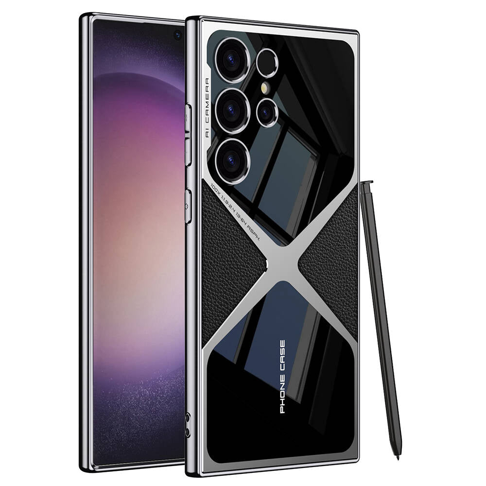 Galaxy S23 Ultra Kılıf Ultra İnce Kamera Korumalı PC + Deri Arka Yüzey Zore X-Pro Kılıf