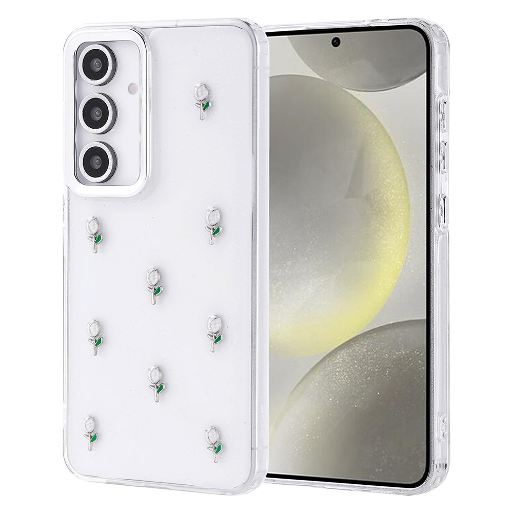 Galaxy S24 FE Kılıf Airbag Tasarımlı Simli Şeffaf Zore Kutup Kılıf