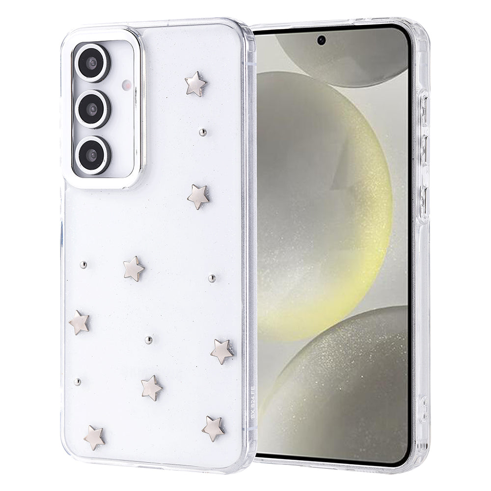 Galaxy S24 FE Kılıf Airbag Tasarımlı Simli Şeffaf Zore Kutup Kılıf