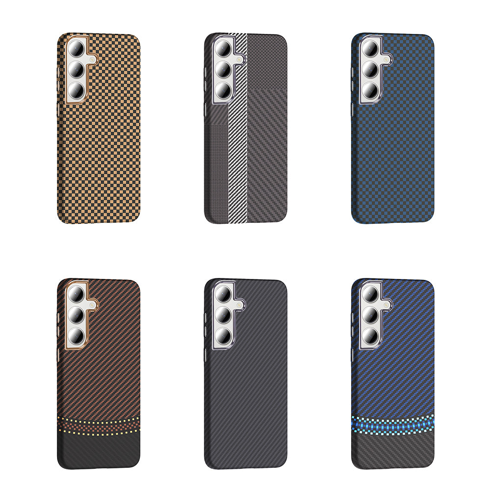 Galaxy S24 FE Kılıf M-safe Şarj Özellikli Karbon Fiber Görünümlü Zore Gros Kılıf