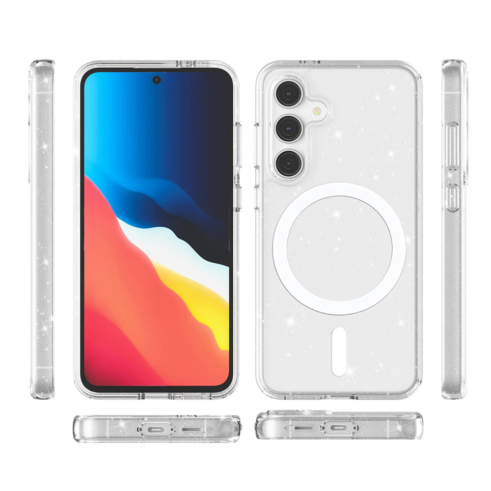 Galaxy S24 FE Kılıf M-safe Şarj Özellikli Parlayan Simli Saydam Renkli Zore Allstar Kılıf