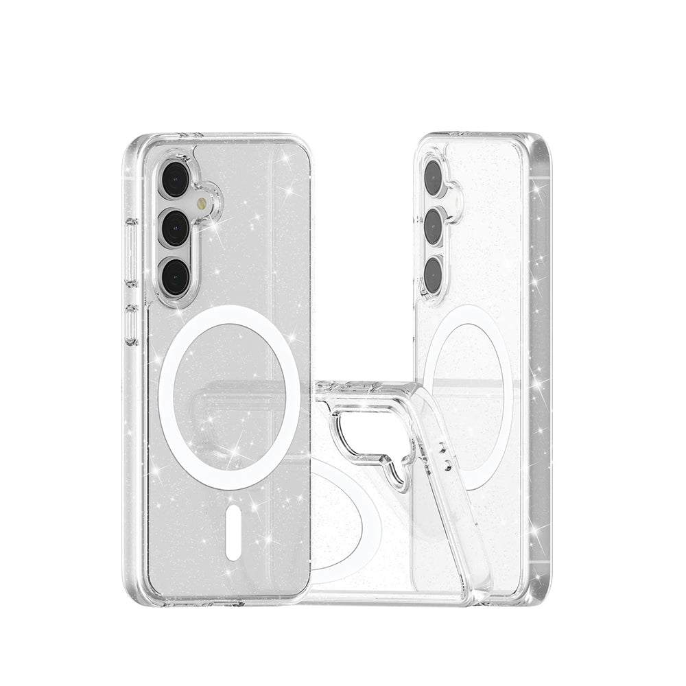 Galaxy S24 FE Kılıf M-safe Şarj Özellikli Parlayan Simli Saydam Renkli Zore Allstar Kılıf