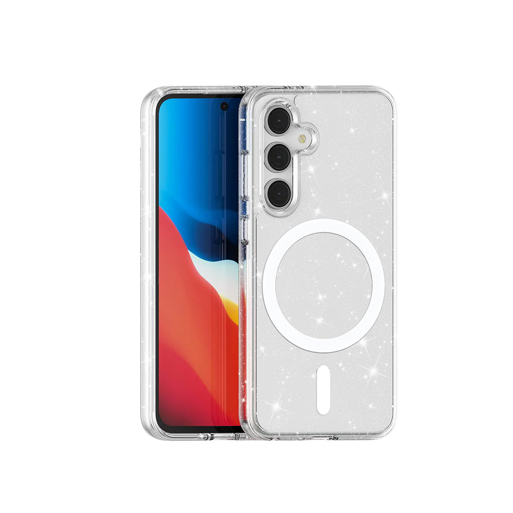 Galaxy S24 FE Kılıf M-safe Şarj Özellikli Parlayan Simli Saydam Renkli Zore Allstar Kılıf