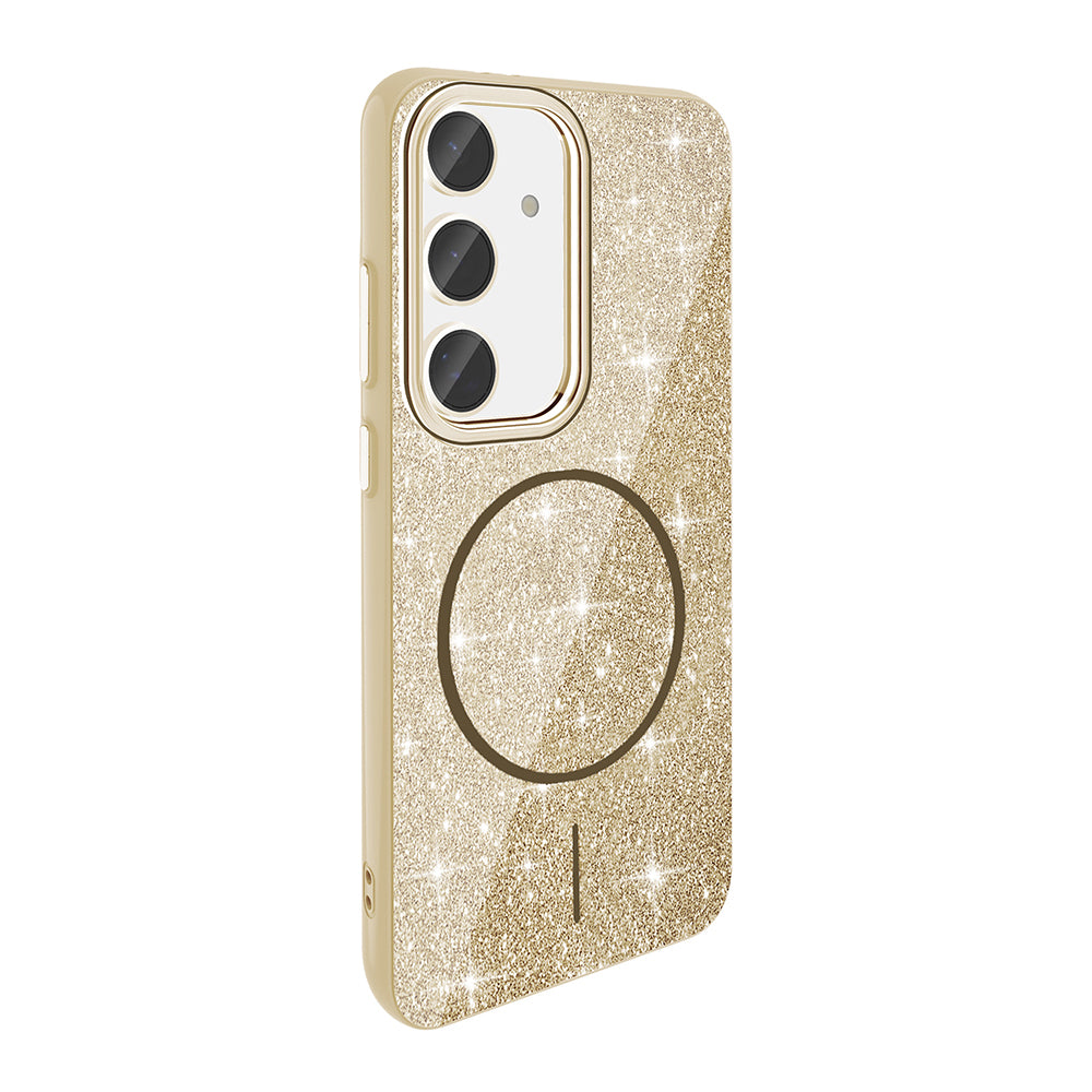 Galaxy S24 FE Kılıf M-safe Şarj Özellikli Parlayan Simli Zore Okso Kılıf